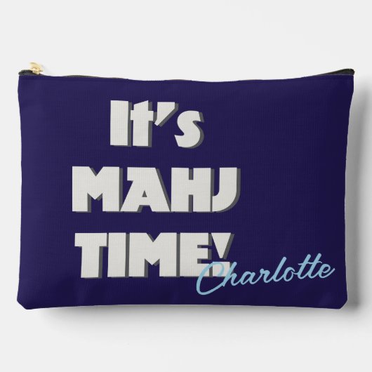 Pochette À Accessoires Mahj Mahjong Navy Blue Quote Personalized Name (Recto)