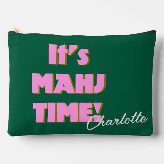 Pochette À Accessoires Mahj Mahjong Pink Green Quote Personalized Name (Recto)