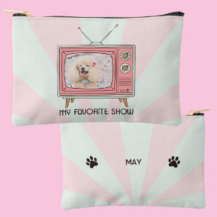 Pochette À Accessoires Maman Chien Poodle Rétro Télévision Pastel Personn