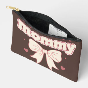 Pochette À Accessoires Maman Ruban Rose Cœurs Design Féminin Mignon