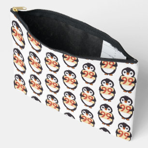 Pochette À Accessoires Manchot de dessin animé tenant le numéro 99