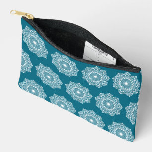 Pochette À Accessoires Mandala blanc sur fond bleu