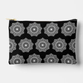 Pochette À Accessoires Mandala blanc sur fond noir (Recto)