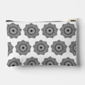 Pochette À Accessoires Mandala noir sur fond blanc (Verso)