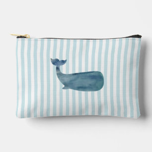 Pochette À Accessoires Maquillage côtier de baleine à rayures bleues