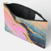 Pochette À Accessoires Marbre Faux Marine, Aqua, Rose, Or (Ouvrir)