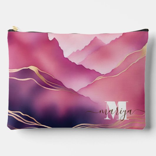 Pochette À Accessoires Marbre métallique rose or (Recto)