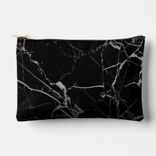 Pochette À Accessoires Marbre noir et argenté vif