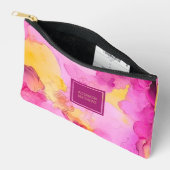 Pochette À Accessoires Marbre rose et jaune Nom personnalisé (Ouvrir)