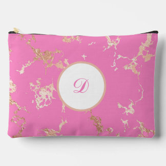 Pochette À Accessoires Marbre rose et or jolie personnalisée