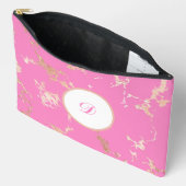 Pochette À Accessoires Marbre rose et or jolie personnalisée (Ouvrir)