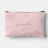 Pochette À Accessoires Marbre Rose Pâle Nom Signé Bouclé (Recto)