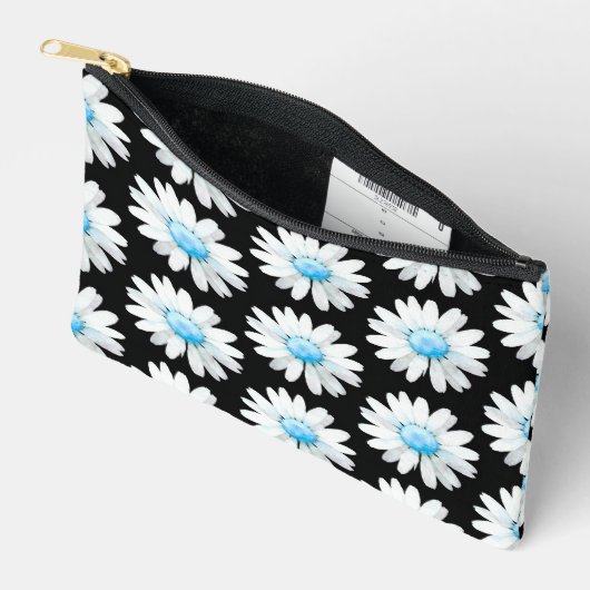 Pochette À Accessoires Marguerites à points bleus (Ouvrir)