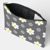 Pochette À Accessoires Marguerites et Pois gris et blancs (Ouvrir)