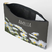 Pochette À Accessoires Marguerites sur gris Personnalisé (Ouvrir)