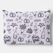 Pochette À Accessoires Mariage de rêve violet Doodle Dessiné à la main (Verso)