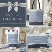 Pochette À Accessoires Mariée de Luxe | Jour de Mariage Bleu Ardoise