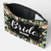Pochette À Accessoires Mariée florale personnalisée (Ouvrir)