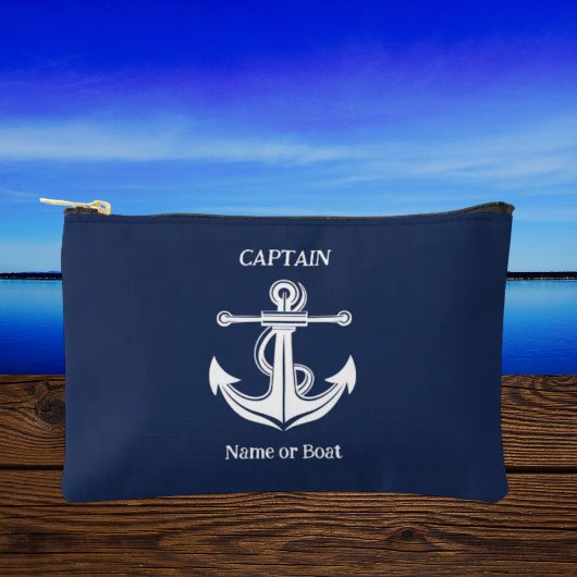 Pochette À Accessoires Marine Blue Captain Ancre Nom du bateau nautique