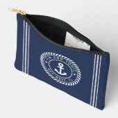 Pochette À Accessoires Marine et White Ancre nautique Nom du bateau (Ouvrir)