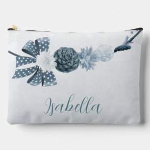Pochette À Accessoires Marine romantique bleu poussiéreux fleurs