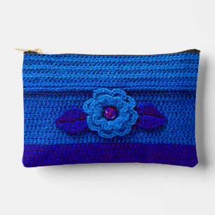 Pochette À Accessoires Marine Royal Deep Blue Flower Artisan Crochet Impr