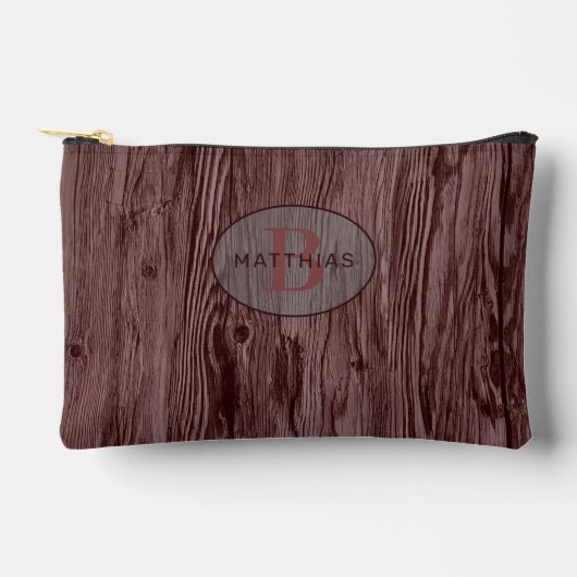 Pochette À Accessoires Maroon foncé sur mesure Motif de bois rouge (Recto)