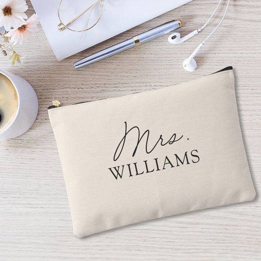 Pochette À Accessoires Marque beige Mme Élégant Script