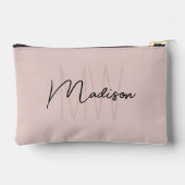 Pochette À Accessoires Marque Moderne Monogramme Nom Écriture Rose Pâle (Verso)