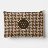 Pochette À Accessoires Marron avec accent de ton rose Houndstooth (Verso)