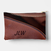 Pochette À Accessoires Marron Cuir Dézippé avec Initiales Élégantes (Verso)