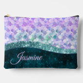 Pochette À Accessoires Masque de peau de sirène turquoise argent faux par (Recto)