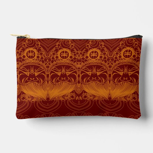 Pochette À Accessoires Masque de visage chinois traditionnel jaune mignon (Recto)
