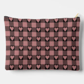 Pochette À Accessoires Mauve Pink Black Buffalo Heart Plaid (Verso)