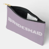 Pochette À Accessoires Mauve Typographie moderne Bridesmaid (Ouvrir)
