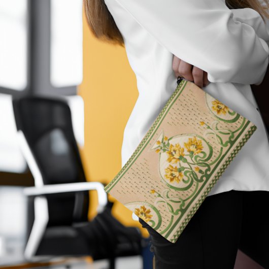 Pochette À Accessoires Médaille des Bouquets Jaunes Art Nouveau Mariage