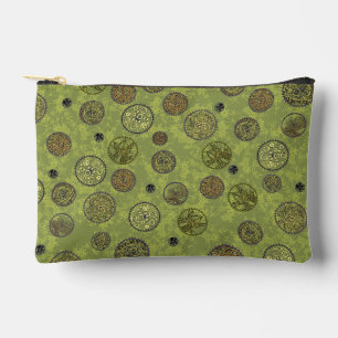 Pochette À Accessoires Médaillons de roue dentée Steampunk verts