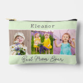 Pochette À Accessoires Meilleure Maman Ever Green 3 Photos Monogrammé (Recto)