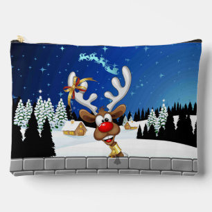Pochette À Accessoires Mème de Noël drôle de renne qui regarde par-dessus