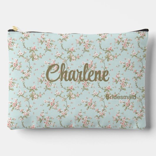 Pochette À Accessoires Menthe + Blush Romantic Floral (Recto)