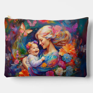 Pochette À Accessoires Mère avec Bébé Fille Peinture colorée