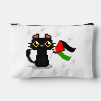 mignon chat noir tient drapeau de la Palestine