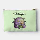 Pochette À Accessoires Mignon Monstre Budgé Fluffy Vert Violet (Verso)