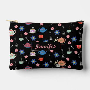 Pochette À Accessoires Mignonne théière et tasse avec nom personnalisé