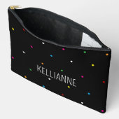 Pochette À Accessoires Mini points noirs et nom (Ouvrir)