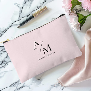 Pochette À Accessoires Minimal Pastel rose initial et personnalisé