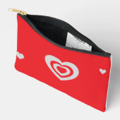 Pochette À Accessoires Minimalist Red with Heart Pattern (Ouvrir)