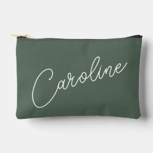Pochette À Accessoires Minimaliste Moderne Chic Calligraphie Nom Vert Sau