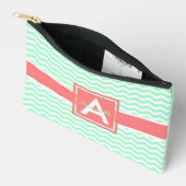 Pochette À Accessoires Mint Coral Chevron (Ouvrir)
