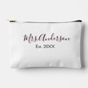 Pochette À Accessoires Mme nom nom de famille noir rose année moderne 